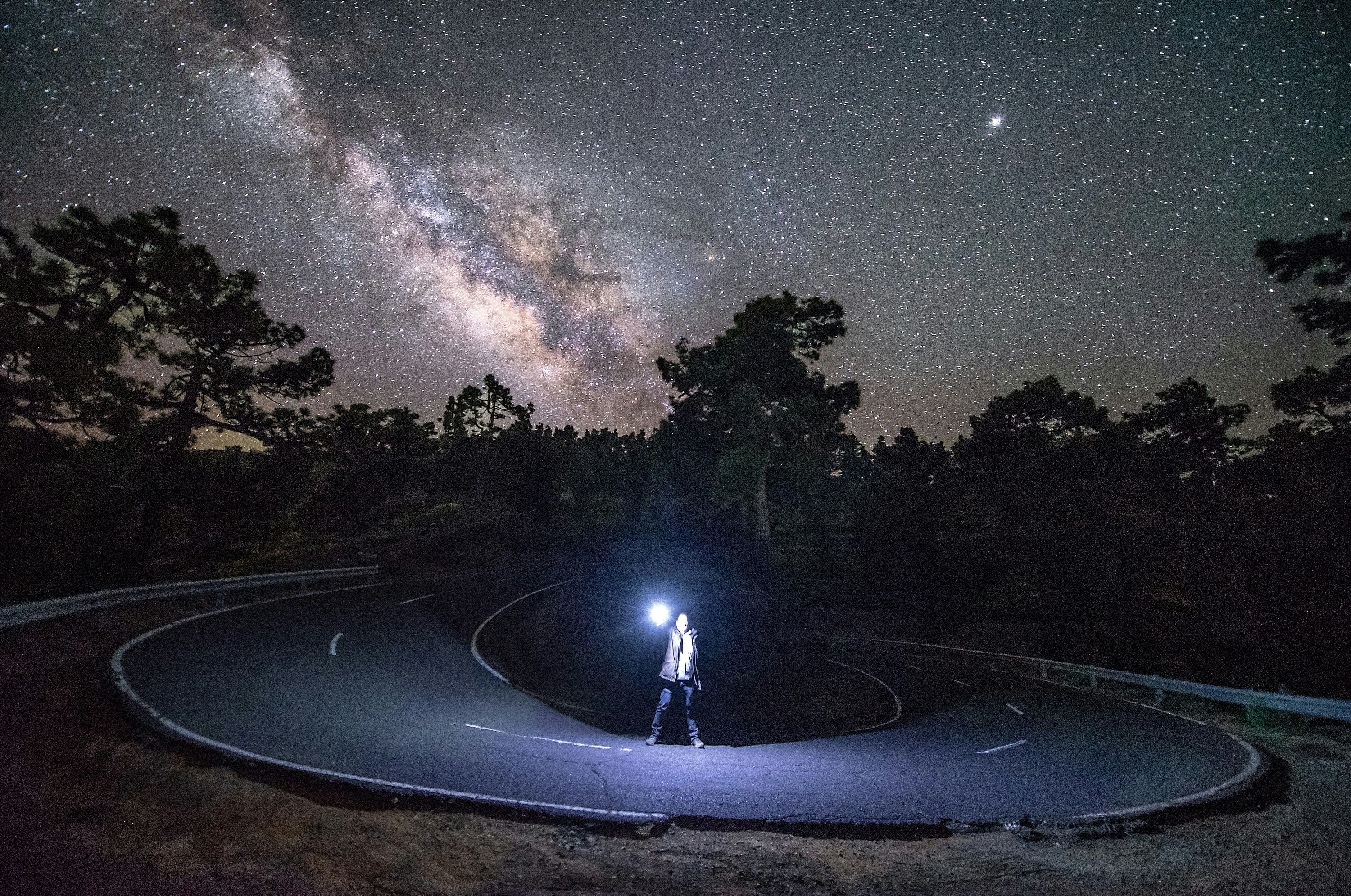 selective focus photography of man standing on road